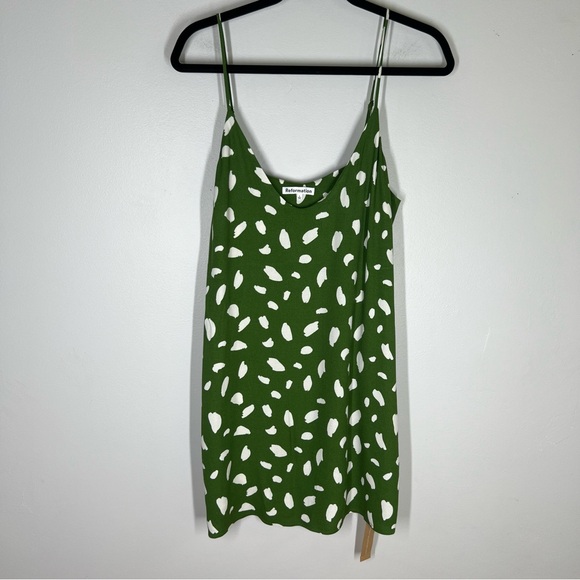 NEW Reformation Sz L Ventura Mini Slip Dress Green - Picture 9 of 9